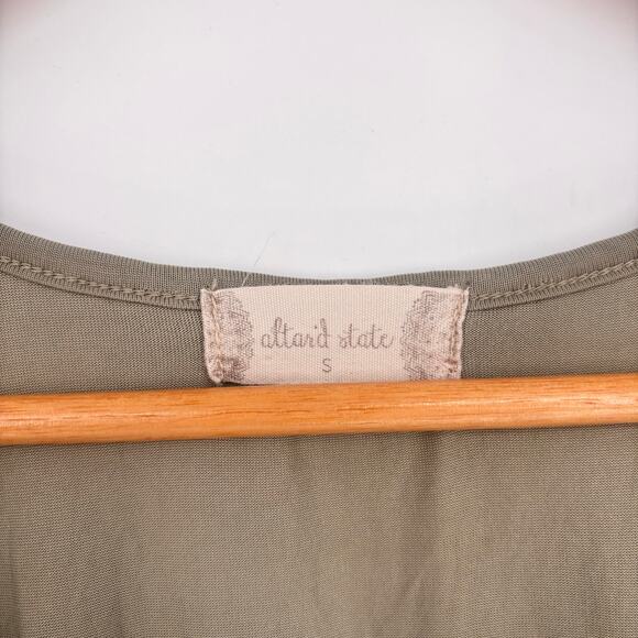 Altar'd State Olive Green Split Shoulder Ruffle V-Neck Tunic Top Size S - Picture 6 of 6